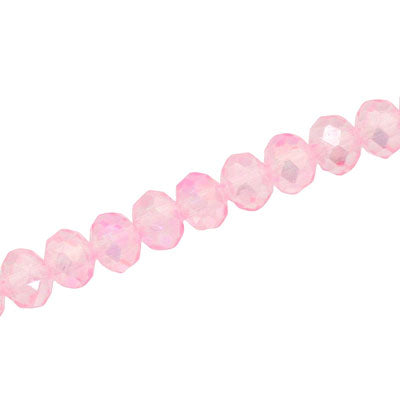 6 X 4 MM CRYSTAL RONDELLE BEADS PINK - APPROX 90 / PCS