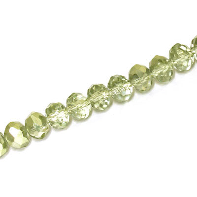 6 X 4 MM CRYSTAL RONDELLE BEADS CRYSTAL METALLIC LIGHT OLIVE - APPROX 90 / PCS