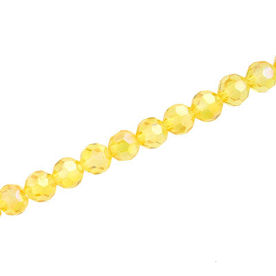 6MM FACETED ROUND CRYSTAL BEADS - APPROX 98/PCS - YELLOW AB