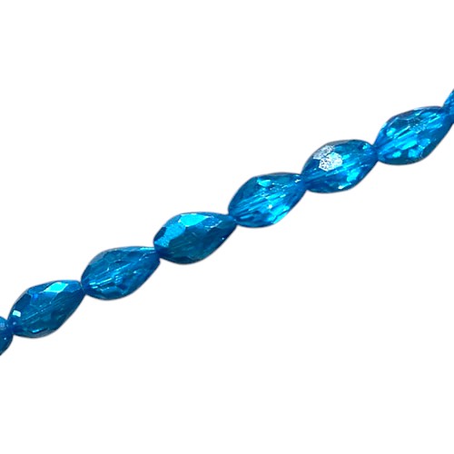 8 X 6 MM TEARDROP BEADS CRYSTAL / METALLIC AQUA - 64 PCS