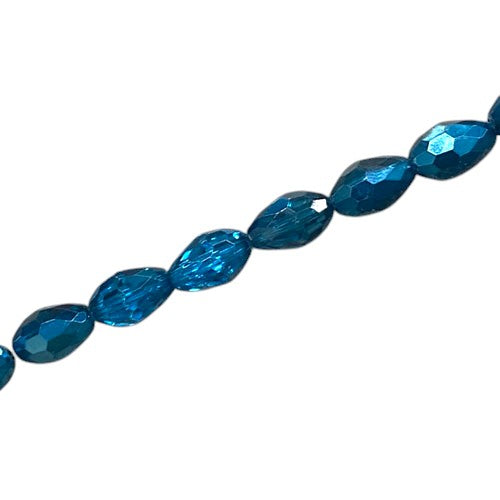 8 X 6 MM TEARDROP BEADS CRYSTAL / METALLIC BLUE ZIRCON - 64 PCS