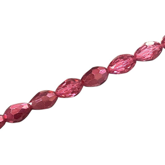 8 X 6 MM TEARDROP BEADS CRYSTAL / METALLIC CRANBERRY - 64 PCS