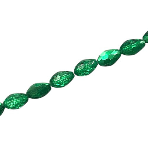 8 X 6 MM TEARDROP BEADS CRYSTAL / METALLIC GREEN - 64 PCS