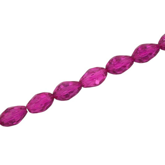 8 X 6 MM TEARDROP BEADS CRYSTAL / METALLIC HOT PINK - 64 PCS
