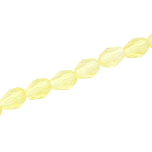8 X 6 MM TEARDROP BEADS CRYSTAL LIGHT YELLOW - 64 PCS