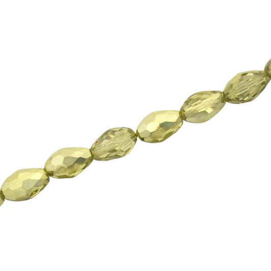 8 X 6 MM TEARDROP BEADS CRYSTAL / METALLIC OLIVE - 64 PCS