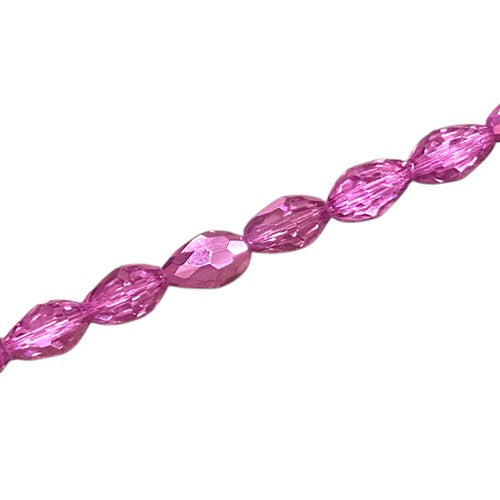 8 X 6 MM TEARDROP BEADS CRYSTAL / METALLIC PINK - 64 PCS
