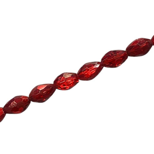 8 X 6 MM TEARDROP BEADS CRYSTAL / METALLIC RED - 64 PCS