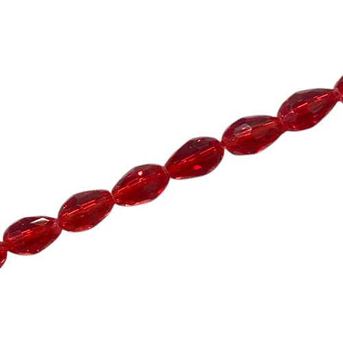 8 X 6 MM TEARDROP BEADS CRYSTAL RED - 64 PCS