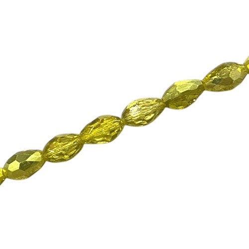 8 X 6 MM TEARDROP BEADS CRYSTAL / METALLIC YELLOW - 64 PCS