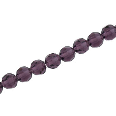 8MM FACETED ROUND CRYSTAL BEADS - APPROX 72/PCS  -  AMETHYST