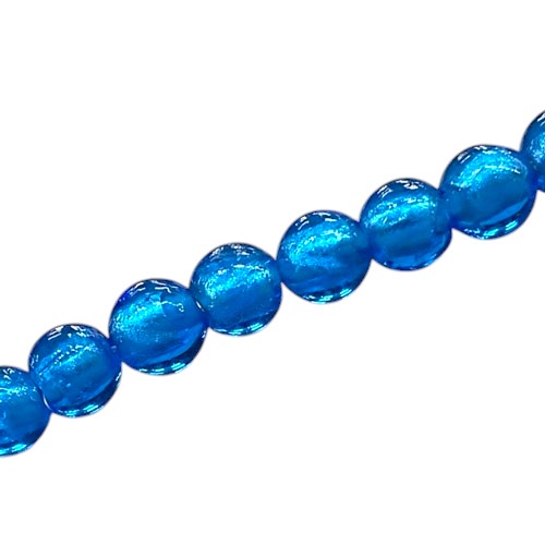 8 MM ROUND FOIL BEADS AQUA - 40 PCS