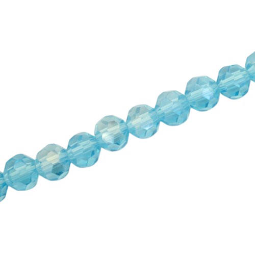 8MM FACETED ROUND BEADS - APPROX 65/PCS - AQUA AB