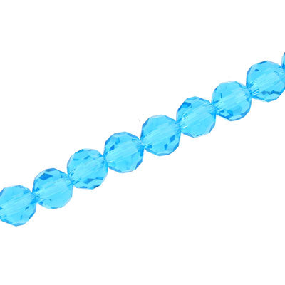 8MM FACETED ROUND CRYSTAL BEADS - APPROX 72/PCS  -  AQUA