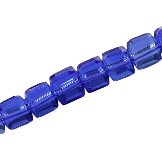 8 MM CUBE BEADS APPROX 100 PCS / BLUE