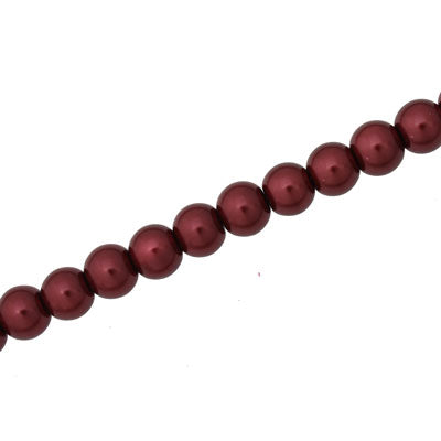 8 MM GLASS PEARL BEADS - APPROX 105 / PCS - BURGANDY