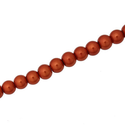 8 MM GLASS PEARL BEADS - APPROX 105 / PCS - BURNT ORANGE