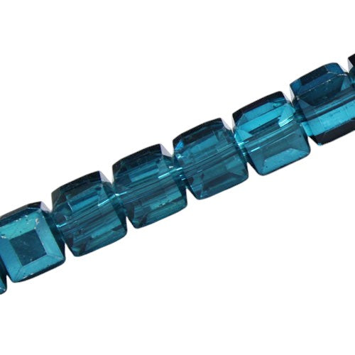 8 MM CUBE BEADS APPROX 48 PCS / CRYSTAL METALLIC BLUE ZIRCON