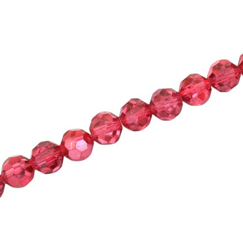 8MM FACETED ROUND BEADS - APPROX 65/PCS - CRYSTAL / METALLIC CRANBERRY