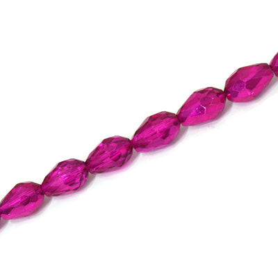 8 X 6 MM CRYSTAL TEARDROP BEADS CRYSTAL METALLIC HOT PINK - APPROX 65 PCS