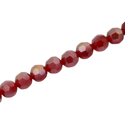 8MM FACETED ROUND BEADS - APPROX 65/PCS - DARK RED AB