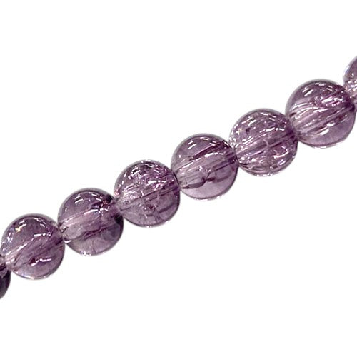 8 MM ROUND GLASS CRACKLE BEADS DARK PURPLE - 98 PCS
