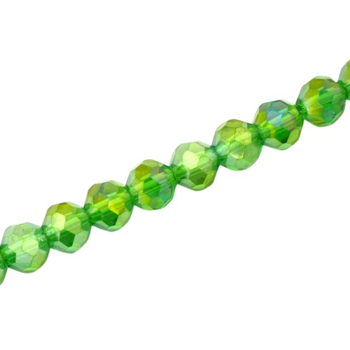 8MM FACETED ROUND BEADS - APPROX 65/PCS - GREEN AB