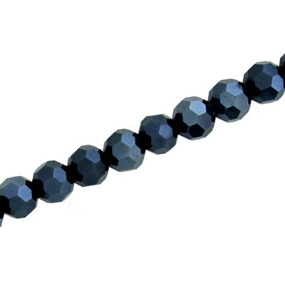 8MM FACETED ROUND CRYSTAL BEADS - APPROX 72/PCS  - HEMATITE