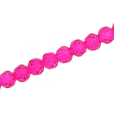 8MM FACETED ROUND CRYSTAL BEADS - APPROX 72/PCS  - HOT PINK
