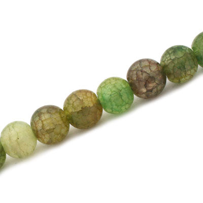 8 MM ROUND CRACKLE MIX / GREEN AMBER - 52 PCS