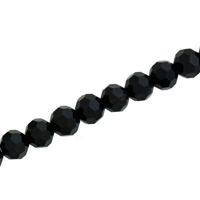 8MM FACETED ROUND CRYSTAL BEADS - APPROX 72/PCS -JET