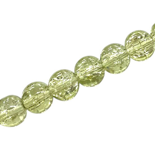8 MM ROUND GLASS CRACKLE BEADS LIGHT KHAKI - 98 PCS