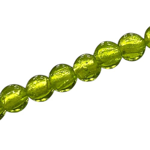 8 MM ROUND FOIL BEADS LIME - 40 PCS