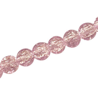 8 MM ROUND GLASS CRACKLE BEADS LIGHT PURPLE - 98 PCS
