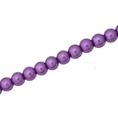 8 MM GLASS PEARL BEADS - APPROX 105 / PCS - PURPLE