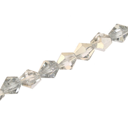 8MM CRYSTAL BI-CONE STRANDS - APPROX 40 / PCS -  CLEAR / SILVER