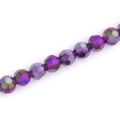8MM FACETED ROUND CRYSTAL BEADS - APPROX 72/PCS  -  AMETHYST AB