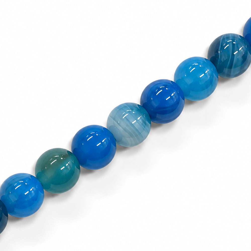 Agate Blue Beads 8mm Round Dyed – Approx 47pcs