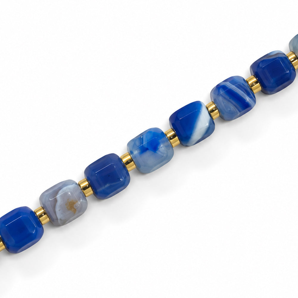 Agate Blue 8mm Cube Dyed - Approx 40pcs