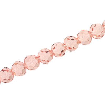 8MM FACETED ROUND CRYSTAL BEADS - APPROX 72/PCS - CHAMPAGNE PINK