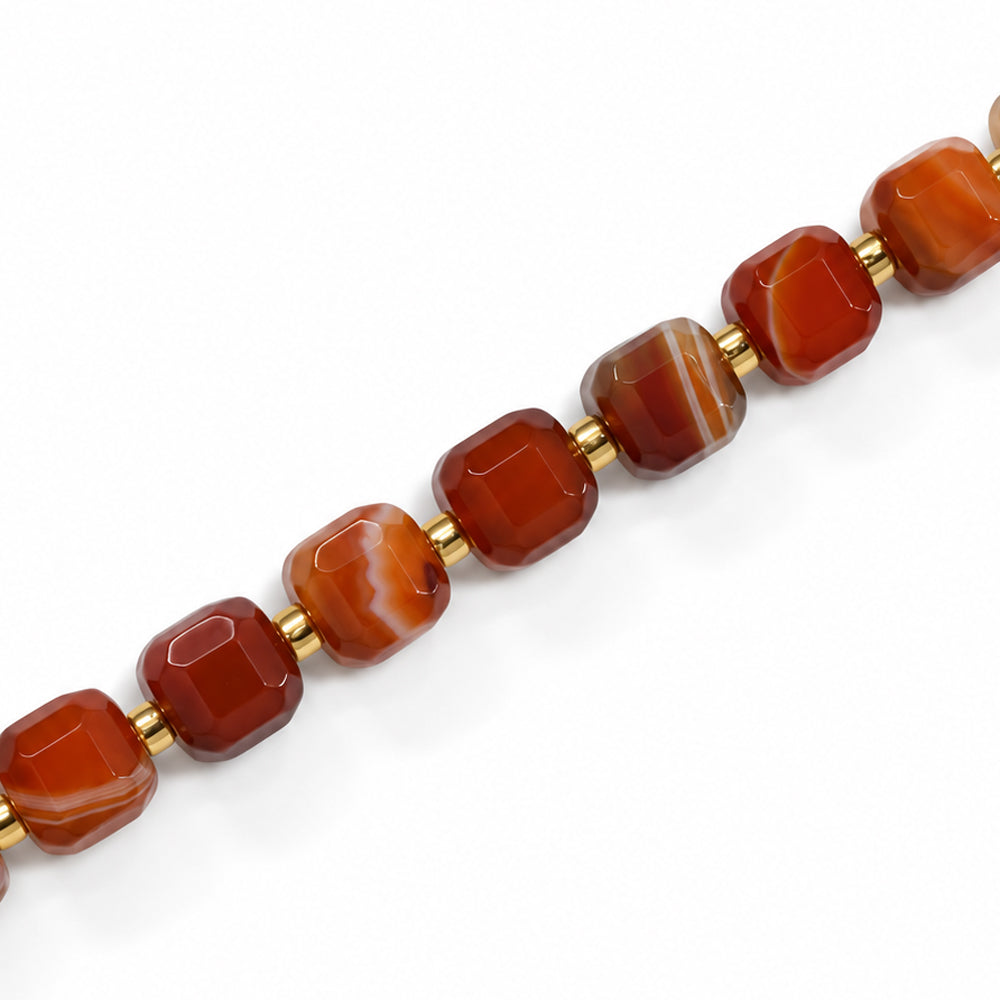Agate Orange 8mm Cube Dyed - Approx 40pcs