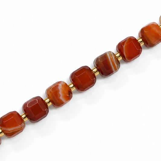 Agate Orange 8mm Cube Dyed - Approx 40pcs