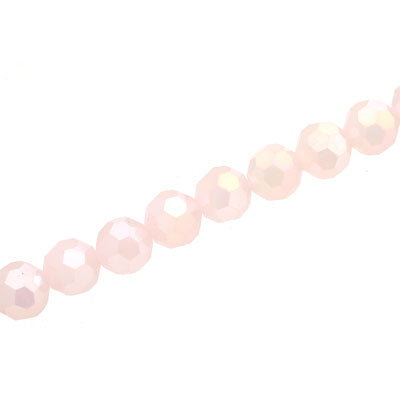8MM FACETED ROUND CRYSTAL BEADS - APPROX 72/PCS - OPAQUE LIGHT PINK