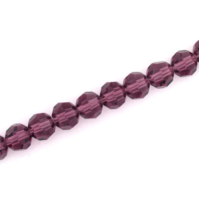 8MM FACETED ROUND CRYSTAL BEADS - APPROX 72/PCS - PLUM