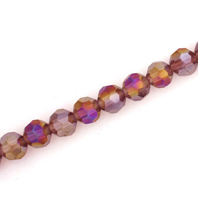 8MM FACETED ROUND CRYSTAL BEADS - APPROX 72/PCS - PLUM AB