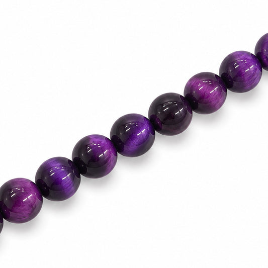 Purple Tiger Eye 8mm Round – Colour Enhanced - Approx 48pcs