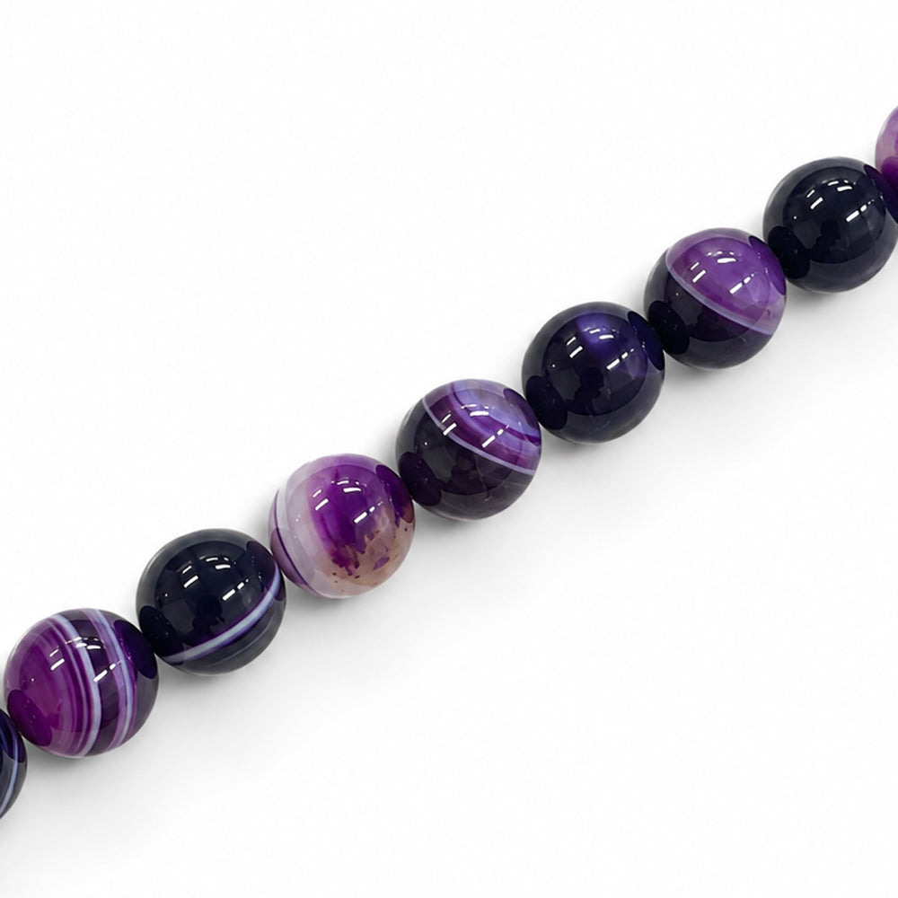 Agate Purple Beads 8mm Round Dyed – Approx 47pcs