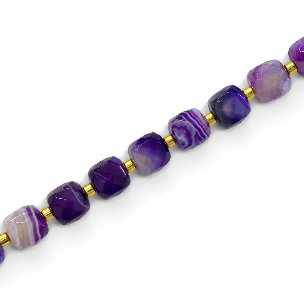Agate Purple 8mm Cube Dyed - Approx 40pcs