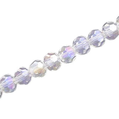 8MM FACETED ROUND CRYSTAL BEADS - APPROX 72/PCS  - CRYSTAL AB