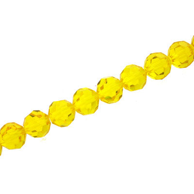 8MM FACETED ROUND CRYSTAL BEADS - APPROX 72/PCS - YELLOW